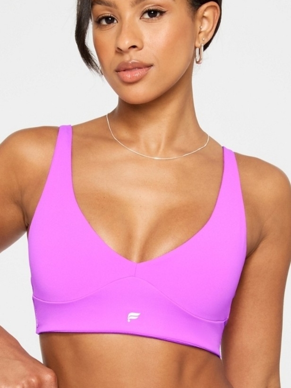Fabletics Purlux Longline Low Impact Sports Bra - Neon Fuchsia